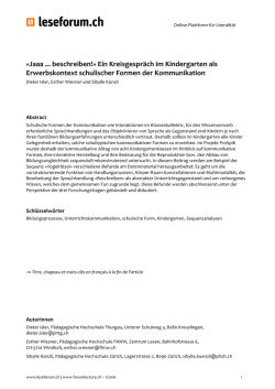 Jaaa beschreiben!&raquo; Ein Kreisgespr&auml;ch im Kindergarten als
