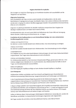 Hygiene Merkblatt f&uuml;r Asylhelfer Die Aussagen zur