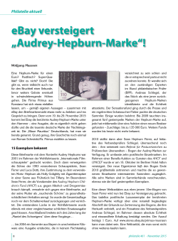 eBay versteigert „Audrey-Hepburn-Marke“!