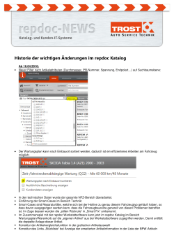 Historie der wichtigen &Auml;nderungen im repdoc Katalog