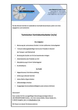 Technischen Vertriebsmitarbeiter (m/w)