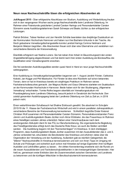 Ausbildungsabschluss und -beginn