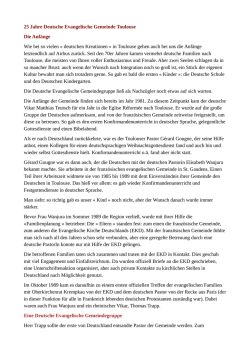 25 Jahre Deutsche Evangelische Gemeinde