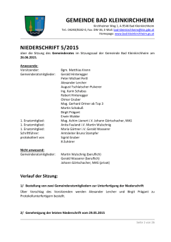 Protokoll der Gemeinderatssitzung vom 26.06.2015