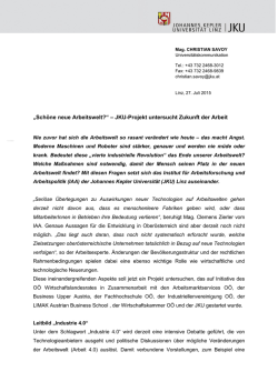 „Schöne neue Arbeitswelt?“ – JKU-Projekt untersucht Zukunft der