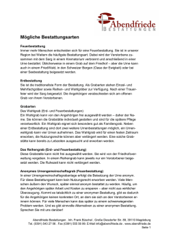 Mögliche Bestattungsarten