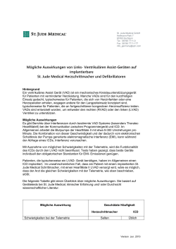 Mögliche Auswirkungen von Links- Ventrikulären