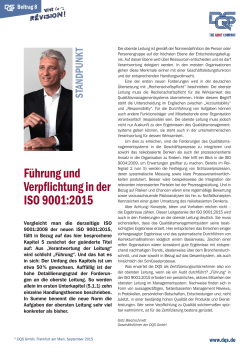 Führung und Verpflichtung in der ISO 9001:2015