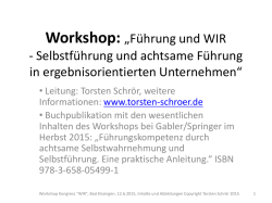 Gliederung Workshop &bdquo;F&uuml;hrung und WIR