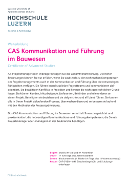 CAS Kommunikation und Führung im Bauwesen