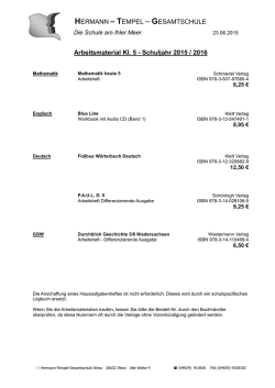 HERMANN &ndash; TEMPEL &ndash; GESAMTSCHULE Arbeitsmaterial Kl. 5