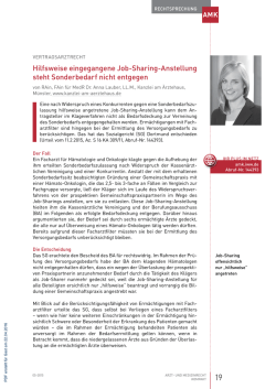 hilfsweise eingegangene Job-sharing-Anstellung steht
