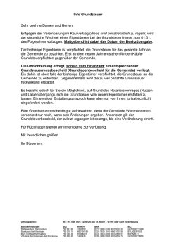 Info Grundsteuer Sehr geehrte Damen und Herren, Entgegen der