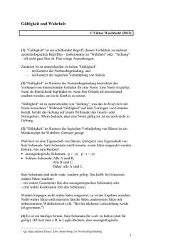 G&uuml;ltigkeit und Wahrheit - Viktor Wolfgang Weichbold