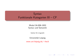 Syntax Funktionale Kategorien III – CP
