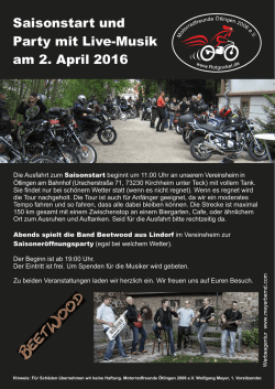 Saisonstart und Party mit Live