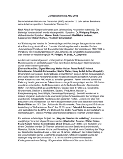 Jahresbericht des AHG 2015 - Arbeitskreis historisches Geretsried
