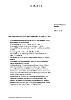 IR Release: Daimler setzt profitablen Wachstumskurs fort