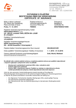 pojištění - PROCARGO NOVA sro