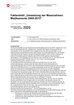 Faktenblatt „Umsetzung der Massnahmen Medikamente 2009