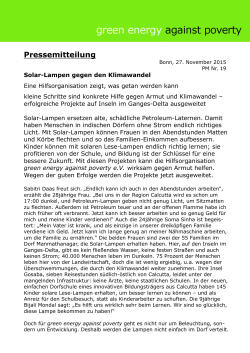 Pressemitteilung - green energy against poverty