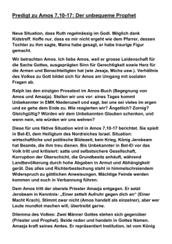 Predigt zu Amos 7,10-17: Der unbequeme Prophet