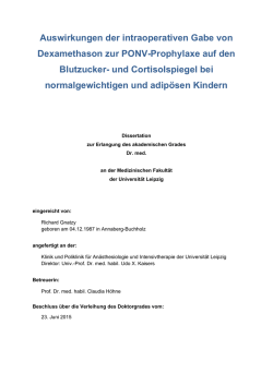 Auswirkungen der intraoperativen Gabe von Dexamethason zur
