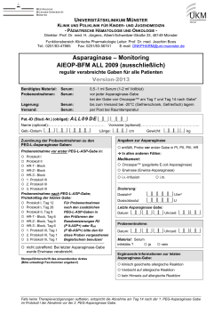 Begleitschein Asparaginase-Monitoring regul&auml;re Gaben