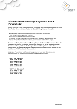 DGFP-Professionalisierungsprogramm 1. Ebene: Personalleiter