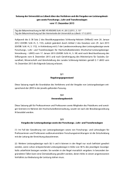 Satzung der Universität zu Lübeck über das Verfahren und die