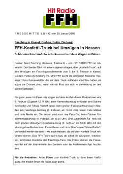 FFH-Konfetti-Truck bei Umzügen in Hessen