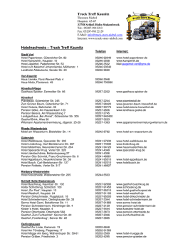 Hotelliste - Truck Store Niebel
