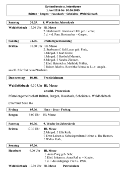 Donnerstag 04.06. Fronleichnam Waldh&ouml;lzbach 9.30