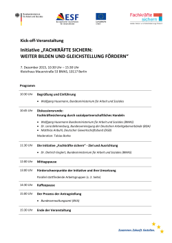 Initiative &bdquo;FACHKR&Auml;FTE SICHERN: WEITER BILDEN UND