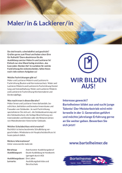 Maler/ in & Lackierer/ in WIR BILDEN AUS!
