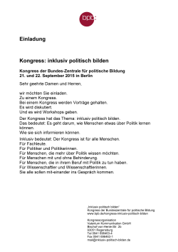 Einladung Kongress: inklusiv politisch bilden