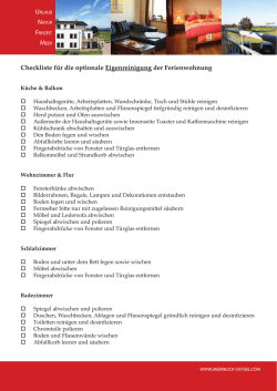 Checkliste für die optionale Eigenreinigung der Ferienwohnung