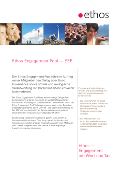 Ethos Engagement Pool — EEP Ethos — Engagement mit Wort und