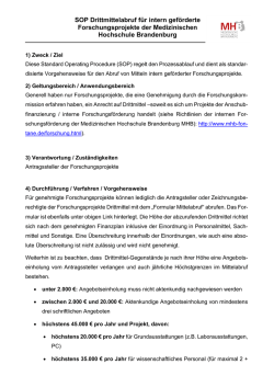 SOP Drittmittelabruf für intern geförderte Forschungsprojekte