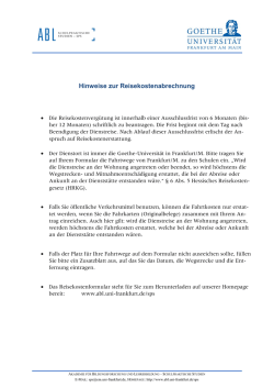 Hinweise Reisekosten - Akademie f&uuml;r Bildungsforschung und