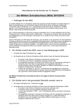 Informationen Sch&uuml;ler zum MSA 15-16  - Luise-Henriette