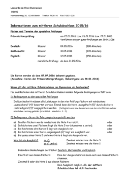 Informationen rund um den MSA 2015/2016