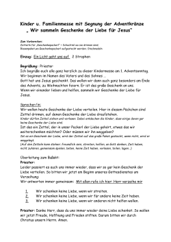 Wir sammeln Geschenke der Liebe für Jesus