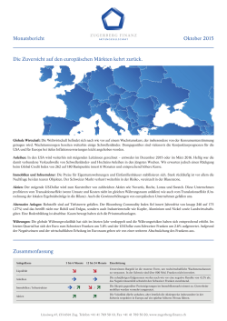 Oktober 2015 Monatsbericht Die Zuversicht auf den europäischen