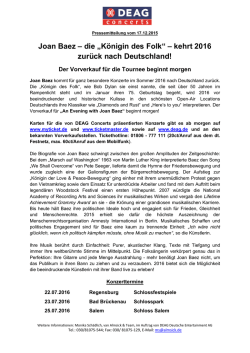 die &bdquo;K&ouml;nigin des Folk&ldquo; &ndash; kehrt 2016 zur&uuml;ck nach