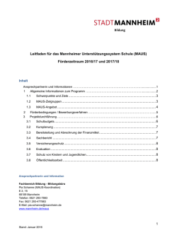 Leitfaden für das Mannheimer Unterstützungssystem Schule (MAUS