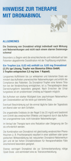 Dronabinol - Hinweise zur Therapie