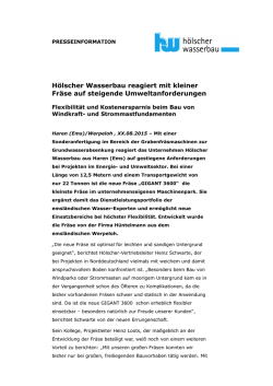 H&ouml;lscher Wasserbau reagiert mit kleiner Fr&auml;se auf steigende