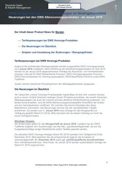 DWS reagiert auf die Herausforderungen im Niedrigzinsumfeld