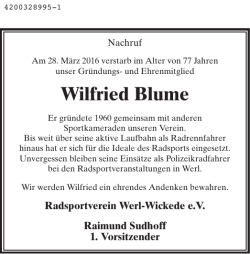 Wilfried Blume - RSV Werl